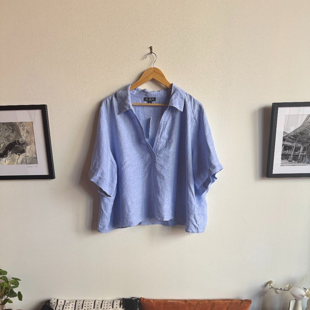 NWT - J. Crew Bungalow Popover Top in Linen - Plus Size